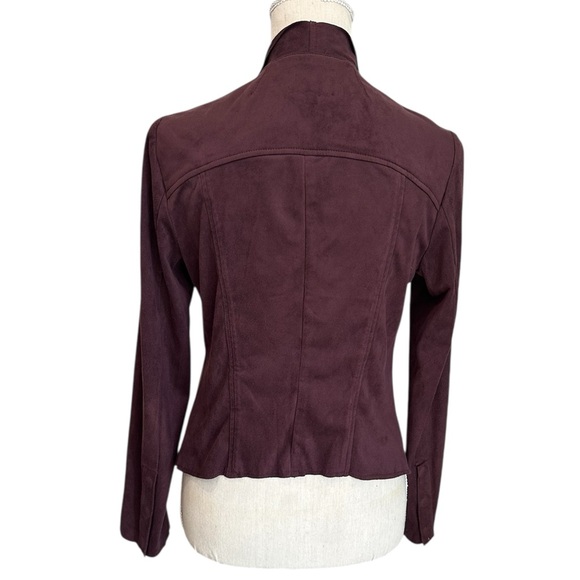 Kit from the Kloth Vegan Suede Draped Jacket Burgundy  Women’s Size Small Petite - Picture 3 of 15